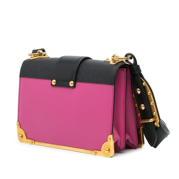Pre-owned Prada Saffiano Trimmed City Calf Cahier Crossbody Pink