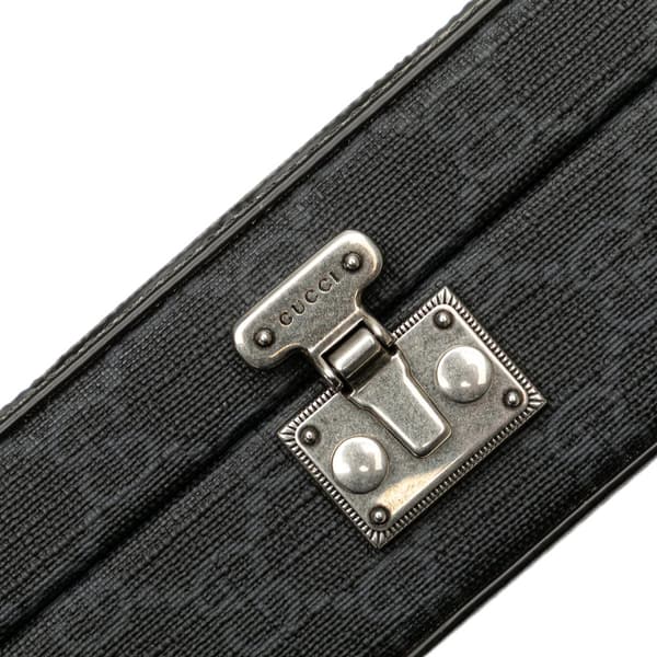 Pre-owned Gucci GG Supreme and Leather Cut Out Interlocking G Crossbody Gray