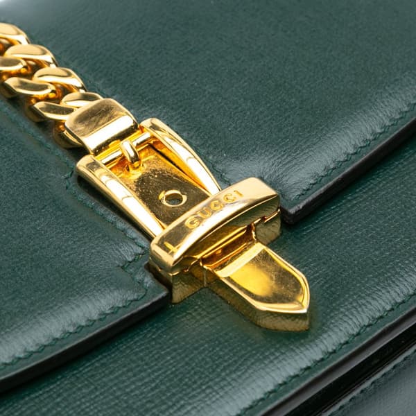 Pre-owned Gucci Mini Leather Sylvie 1969 Crossbody Green