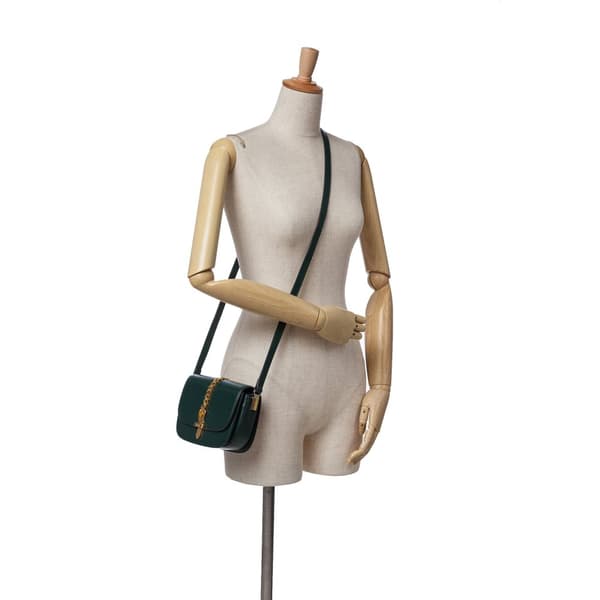 Pre-owned Gucci Mini Leather Sylvie 1969 Crossbody Green