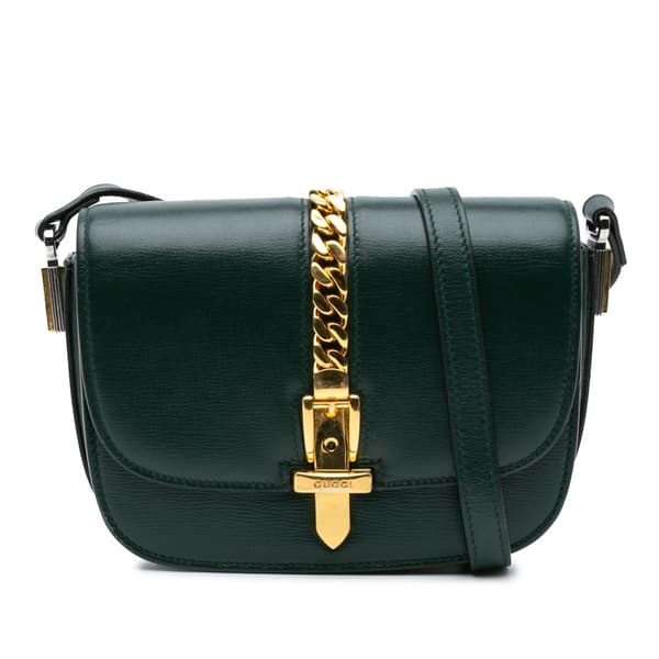 Pre-owned Gucci Mini Leather Sylvie 1969 Crossbody Green