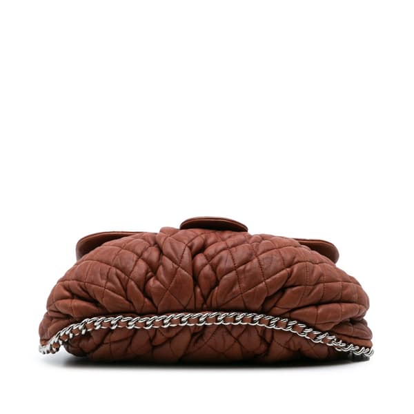 Pre-owned Chanel Large Quilted Lambskin Chain Around Flap Brown