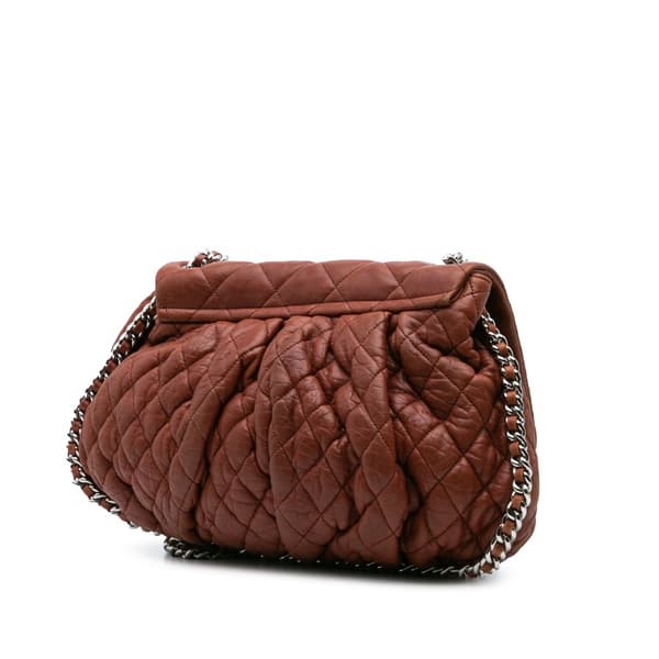 Pre-owned Chanel Large Quilted Lambskin Chain Around Flap Brown