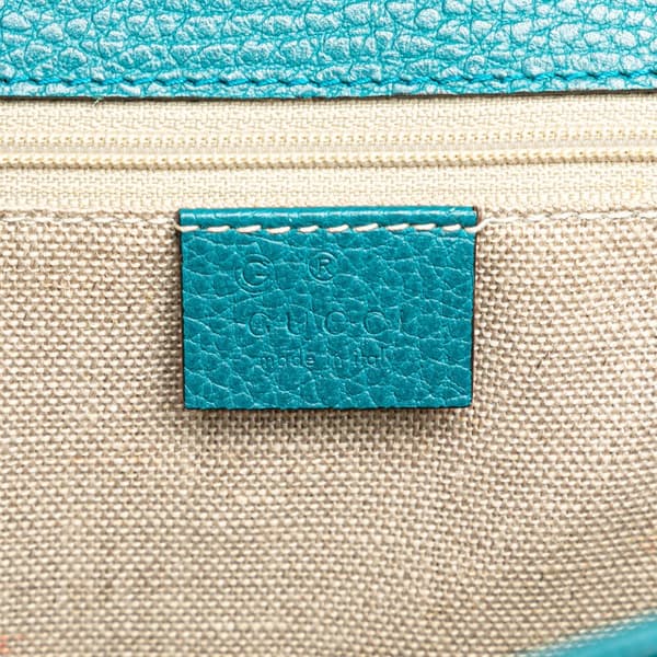 Pre-owned Gucci Medium Dollar Calfskin Interlocking G Crossbody Blue