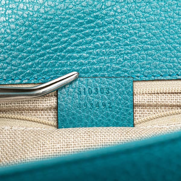 Pre-owned Gucci Medium Dollar Calfskin Interlocking G Crossbody Blue