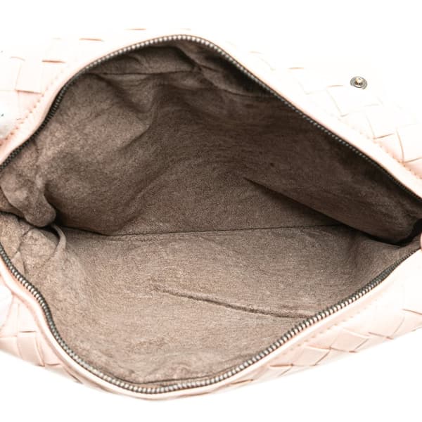 Pre-owned Bottega Veneta Leather Intrecciato Chain Flap Crossbody Pink