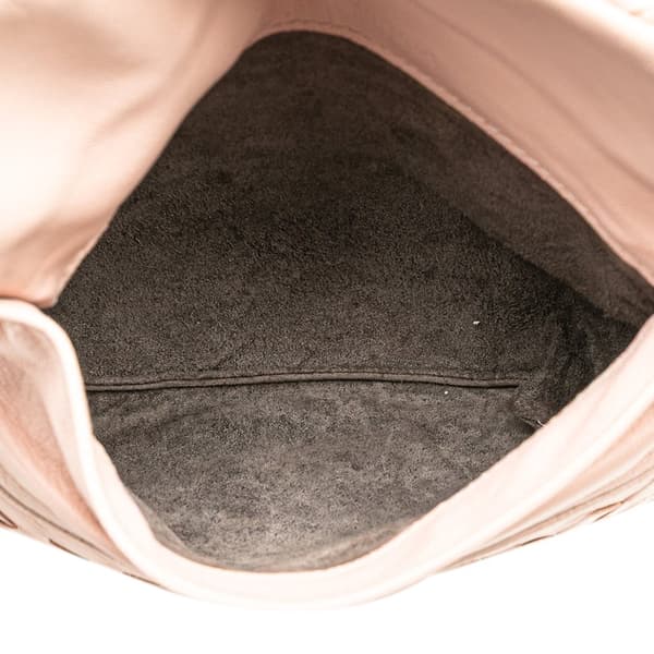Pre-owned Bottega Veneta Leather Intrecciato Chain Flap Crossbody Pink