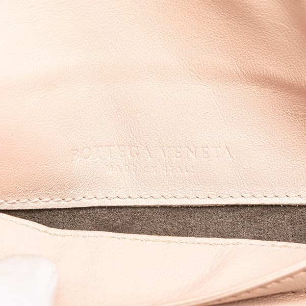 Pre-owned Bottega Veneta Leather Intrecciato Chain Flap Crossbody Pink