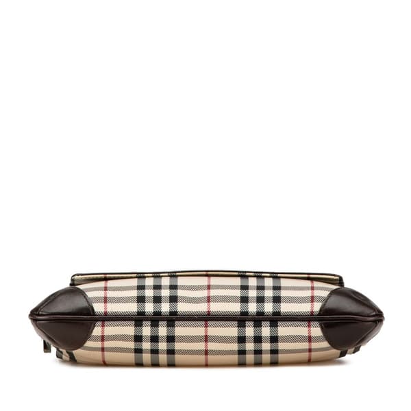 Pre-owned Burberry House Check Canvas Flap Crossbody Brown