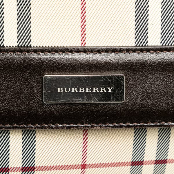 Pre-owned Burberry House Check Canvas Flap Crossbody Brown