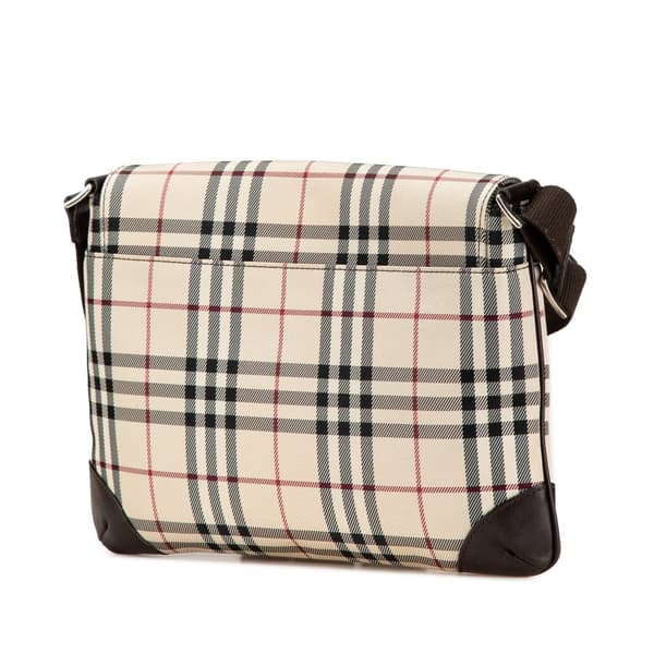 Pre-owned Burberry House Check Canvas Flap Crossbody Brown