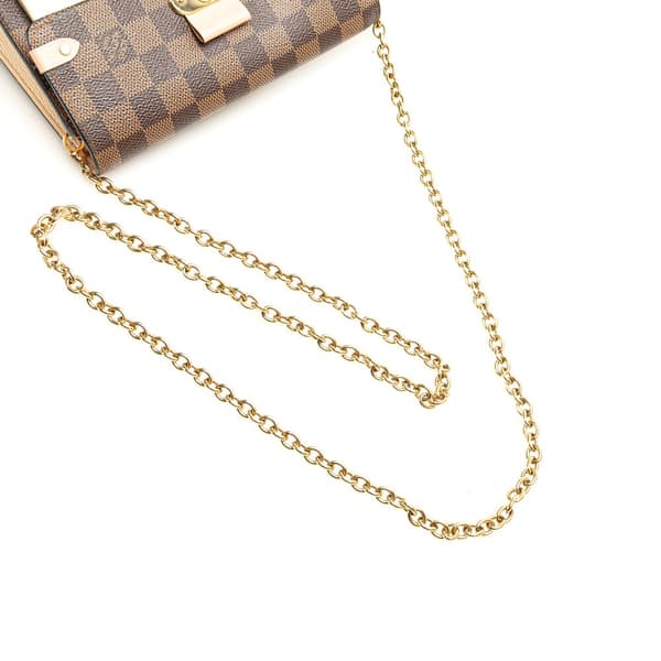Pre-owned Louis Vuitton Damier Ebene Vavin Wallet on Chain Brown