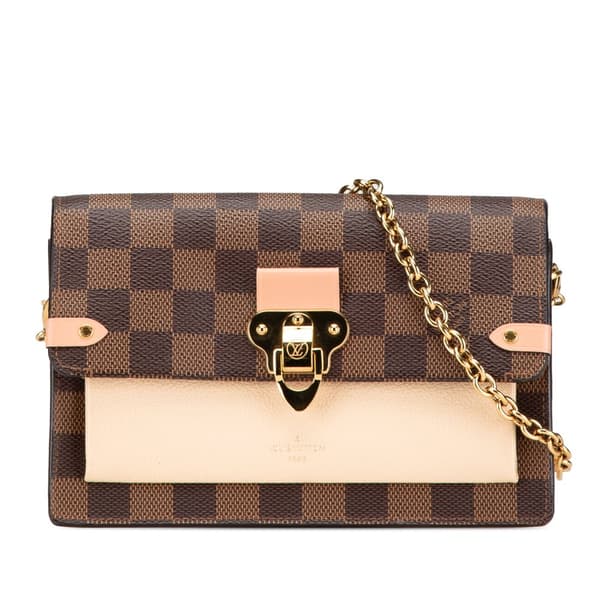 Pre-owned Louis Vuitton Damier Ebene Vavin Wallet on Chain Brown