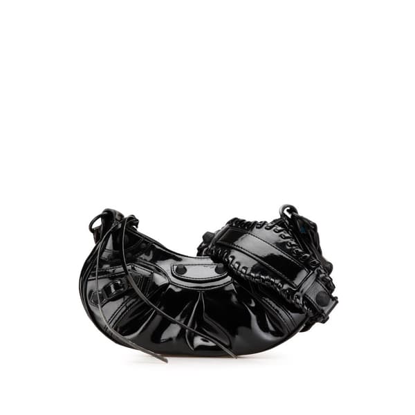 Pre-owned Balenciaga Patent Motocross Le Cagole XS Black