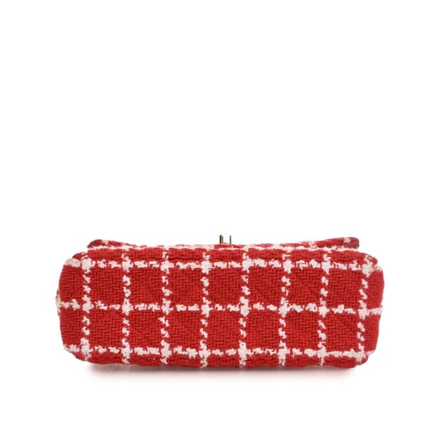 Pre-owned Chanel Mini Rectangular Classic Tweed Flap Red