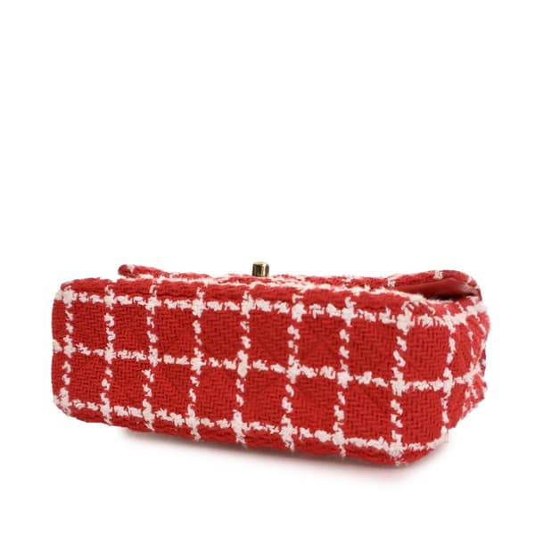 Pre-owned Chanel Mini Rectangular Classic Tweed Flap Red