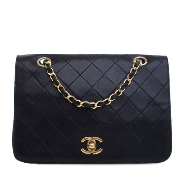 Pre-owned Chanel Small CC Quilted Lambskin Full Single Flap Black