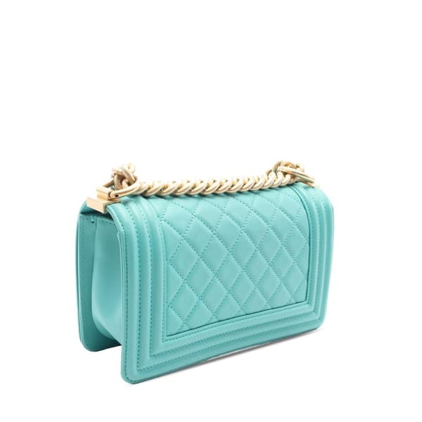 Pre-owned Chanel Small Quilted Lambskin Boy Flap Blue