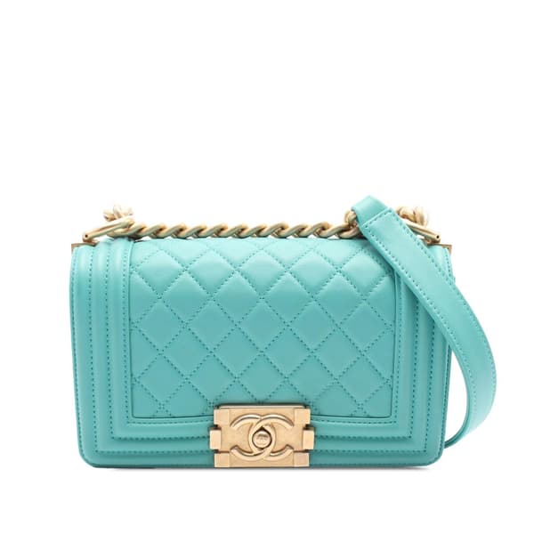 Pre-owned Chanel Small Quilted Lambskin Boy Flap Blue