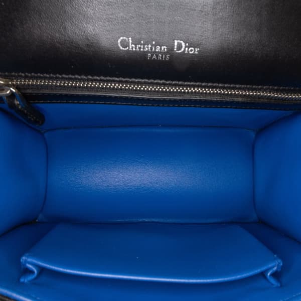 Pre-owned Dior Medium Calfskin Stitch Diorama Flap Black