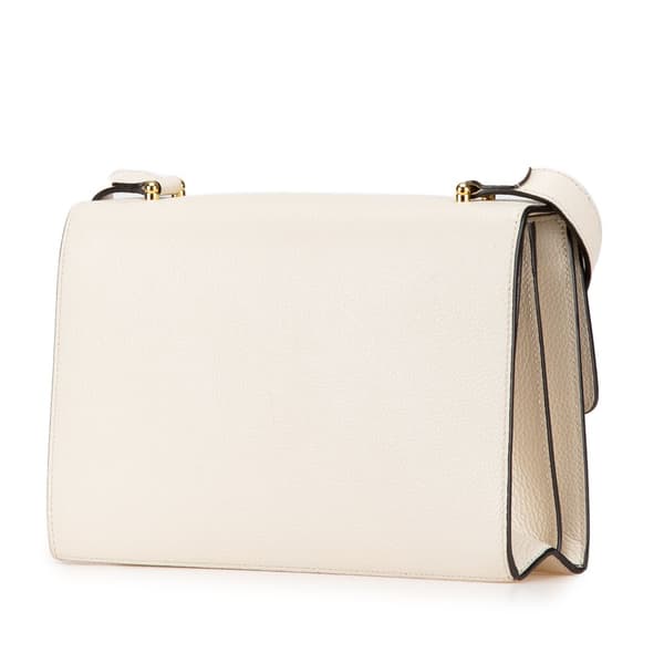 Pre-owned Gucci Small Grainy Calfskin Zumi Flap Crossbody White