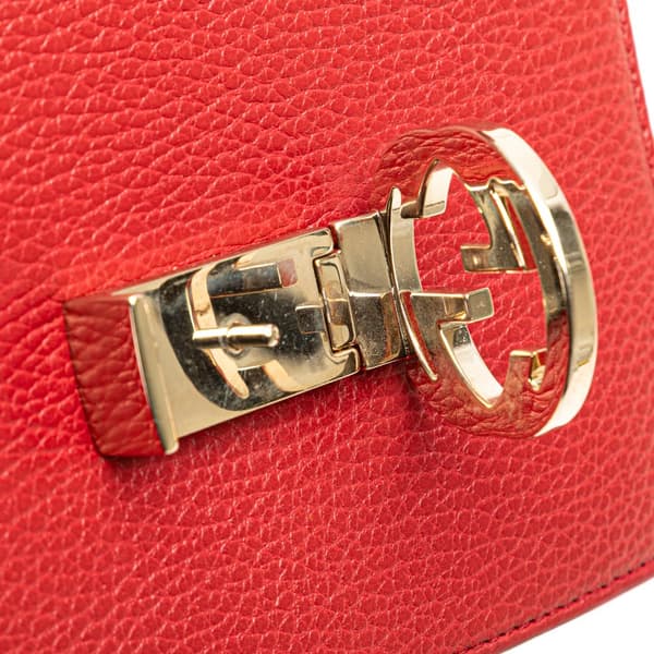 Pre-owned Gucci Small Dollar Calfskin Interlocking G Crossbody Red