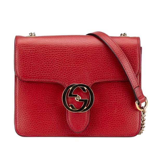 Pre-owned Gucci Small Dollar Calfskin Interlocking G Crossbody Red