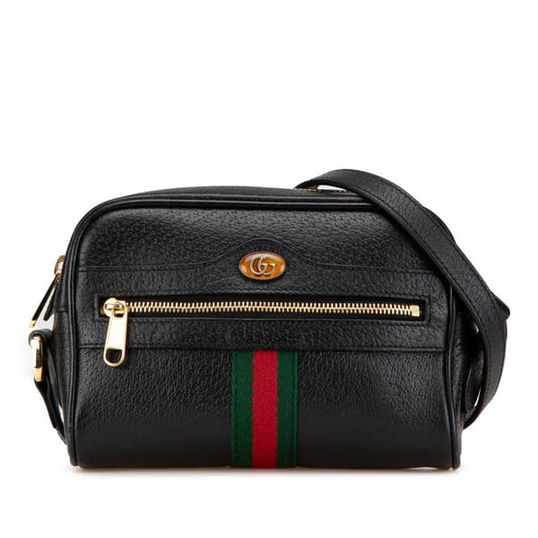 Pre-owned Gucci Mini Leather Ophidia Crossbody Black