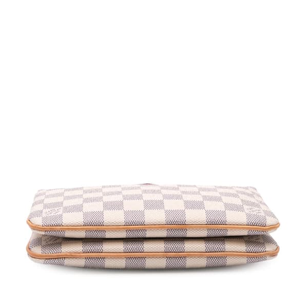 Pre-owned Louis Vuitton Damier Azur Double Zip Pochette White