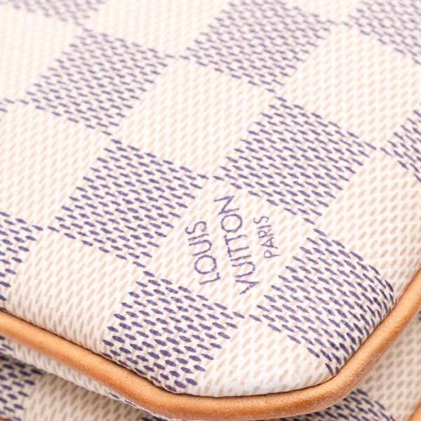 Pre-owned Louis Vuitton Damier Azur Double Zip Pochette White