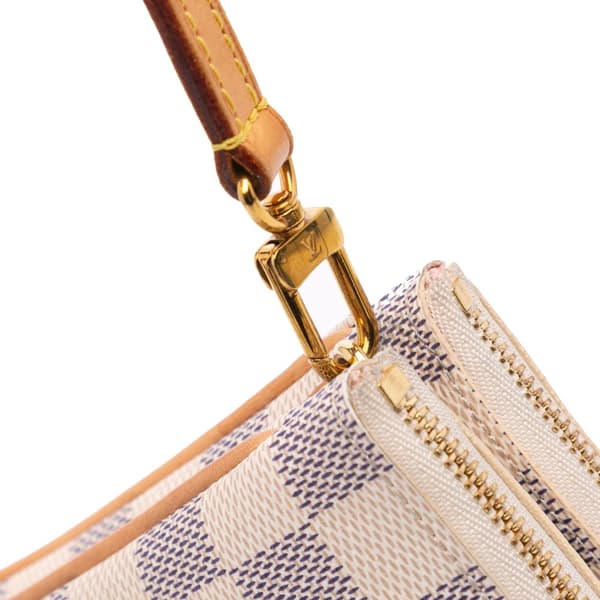 Pre-owned Louis Vuitton Damier Azur Double Zip Pochette White