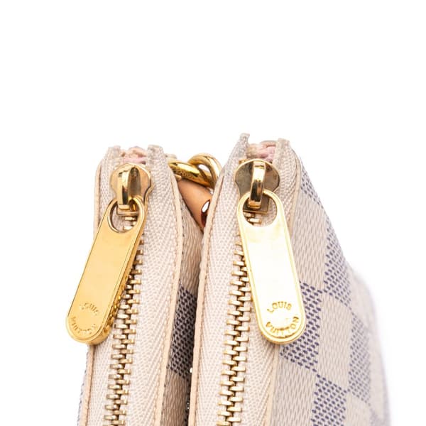 Pre-owned Louis Vuitton Damier Azur Double Zip Pochette White
