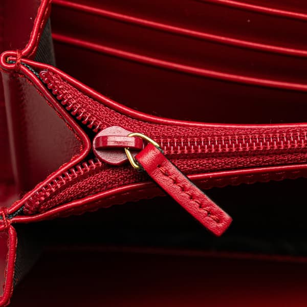 Pre-owned Gucci Guccissima Padlock Wallet On Chain Red