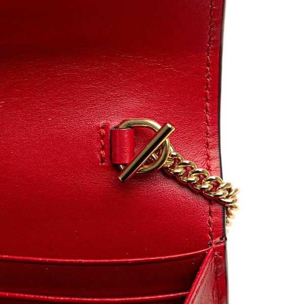Pre-owned Gucci Guccissima Padlock Wallet On Chain Red