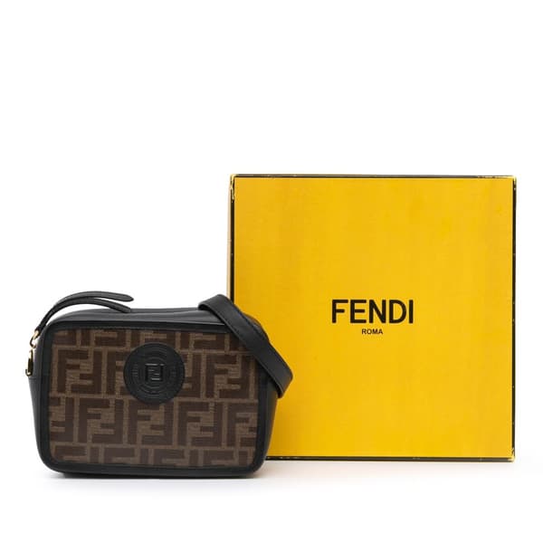 Pre-owned Fendi Zucca Coated Canvas Camera Crossbody Brown