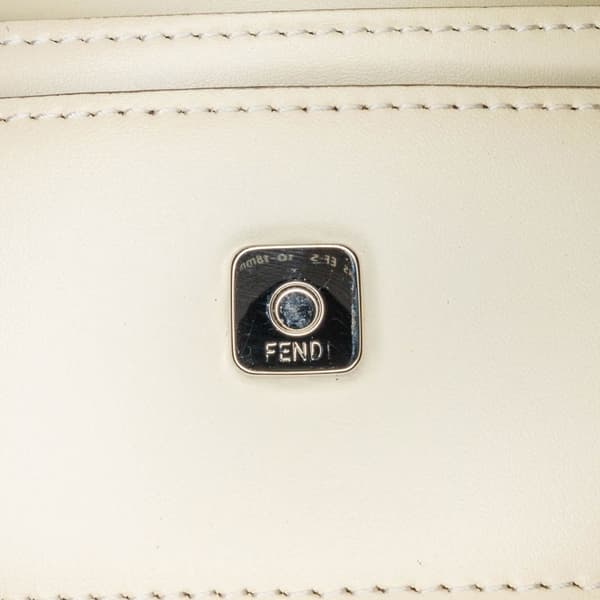 Pre-owned Fendi Micro Leather Flat Baguette Crossbody White