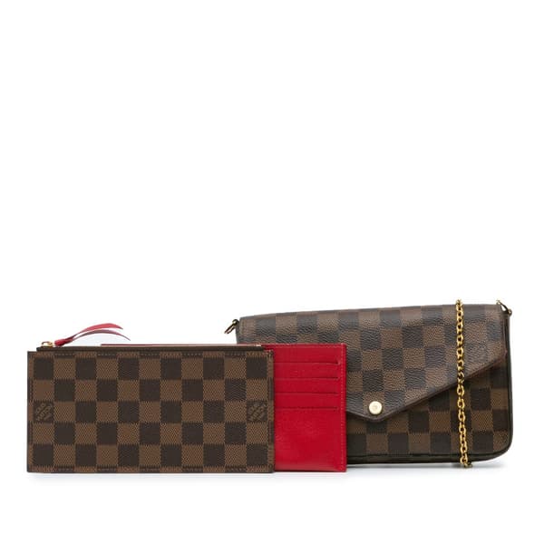 Pre-owned Louis Vuitton Damier Ebene Pochette Felicie Brown