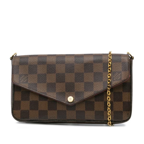 Pre-owned Louis Vuitton Damier Ebene Pochette Felicie Brown