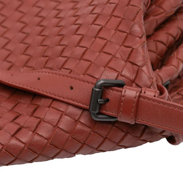 Pre-owned Bottega Veneta Nappa Intrecciato Flap Crossbody Red