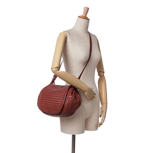 Pre-owned Bottega Veneta Nappa Intrecciato Flap Crossbody Red