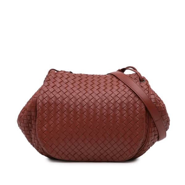 Pre-owned Bottega Veneta Nappa Intrecciato Flap Crossbody Red