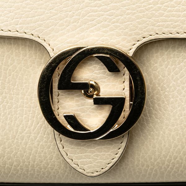 Pre-owned Gucci Small Dollar Calfskin Interlocking G Crossbody White