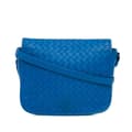 Miniatyrbillede 1 af 7: Pre-owned Bottega Veneta Nappa Intrecciato Flap Crossbody Blue