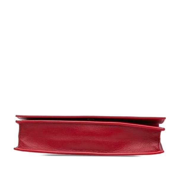 Pre-owned Celine Leather Frame Wallet on Chain Red