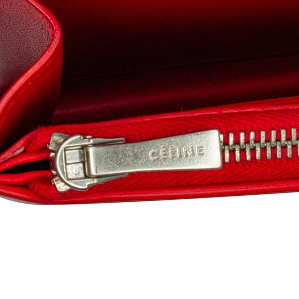 Pre-owned Celine Leather Frame Wallet on Chain Red