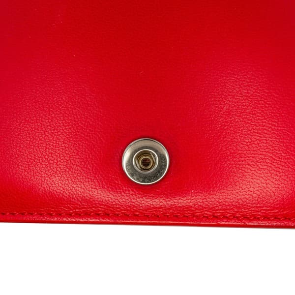 Pre-owned Celine Leather Frame Wallet on Chain Red