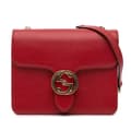 Miniatyrbillede 1 af 10: Pre-owned Gucci Small Dollar Calfskin Interlocking G Crossbody Red