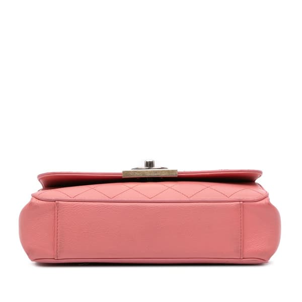 Pre-owned Chanel Quilted Calfskin Straight Lined Flap Pink