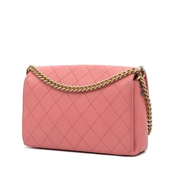 Pre-owned Chanel Quilted Calfskin Straight Lined Flap Pink