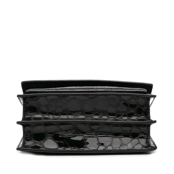 Pre-owned Saint Laurent Medium Turtle Embossed Patent Monogram Sunset Bag Black
